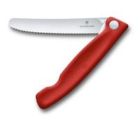 Victorinox Swiss Classic Couteau à légumes, Couteau de camping, Pique-nique, Lame tranchante, Taille ondulée, 11 cm, Acier inoxydable, Rouge