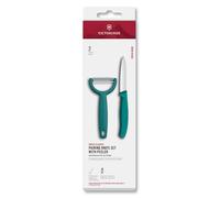 Victorinox Swiss Classic Couteau à légumes et éplucheur, 2 pièces, Lame extra tranchante, pour fruits et légumes, Acier inoxydable, Vert