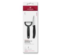 Victorinox Swiss Classic Couteau à légumes et éplucheur, 2 pièces, Lame extra tranchante, pour fruits et légumes, Acier inoxydable, Noir