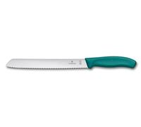 Victorinox Swiss Classic, Couteau à pain professionnel, Lame extra-tranchante, dentelée, 21 cm, Manche plastique robuste, Acier inoxydable, vert