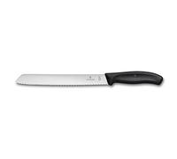 Victorinox Swiss Classic, Couteau à pain professionnel, Lame extra-tranchante, Tranchant dentelé, 21 cm, Manche plastique robuste, Acier inoxydable, noir