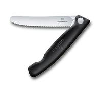 Victorinox Swiss Classic, Couteau à tomates et de table professionnel, Lame extra-tranchante, tranchant cranté, 11 cm, Acier inoxydable, noir