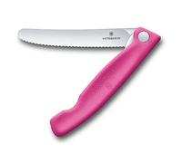 Victorinox, Swiss Classic, Couteau à tomates et de table professionnel, Lame extra-tranchante, tranchant dentelé, 11 cm, Manche plastique robuste, Acier inoxydable, rose