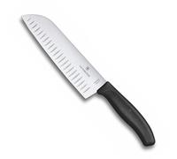 Victorinox Swiss Classic Couteau de Cuisine, Santoku, Lame Alvéolée de 17cm, Acier Inoxydable, Noir