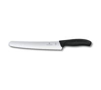 Victorinox Swiss Classic, Couteau de pâtissier professionnel, Lame extra-tranchante, Taille dentée, 22 cm, Acier inoxydable, Noir