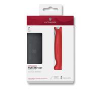 Victorinox Swiss Classic Couteau de pique-nique pliable et planche à découper, pour fruits, légumes, petits pains, à lame crantée, extra tranchante, Noir