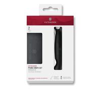 Victorinox Swiss Classic Couteau de pique-nique pliable et planche à découper, pour fruits, légumes, petits pains, à lame crantée, extra tranchante, Noir