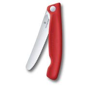 Victorinox Swiss Classic Couteau de pique-nique pliable pour les randonnées, fruits, légumes, petits pains, saucisses, à lame crantée, extra tranchant, Rouge