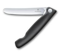 Victorinox Swiss Classic Couteau de pique-nique pliable pour les randonnées, fruits, légumes, petits pains, saucisses, avec lame droite, extra tranchante, Noir