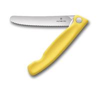 Victorinox Swiss Classic Couteau à tomates et de table professionnel, Lame extra-tranchante, tranchant dentelé, 11 cm, Acier inoxydable, jaune