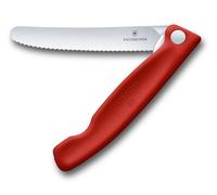 Victorinox Swiss Classic Couteau de pique-nique pliable pour les randonnées, fruits, légumes, petits pains, saucisses, à lame crantée, extra-tranchante, Rouge