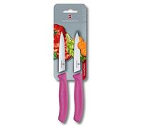 Victorinox Swiss Classic Jeu de 2 Couteaux D’Office, 1 X Tranchant Normal, 1 X Tranchant Denté, Rose Vif