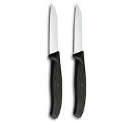 Victorinox Swiss Classic Lot de 2 Couteaux à Légumes et Éplucheur 8 cm Noir | Idéal pour couper et éplucher les fruits et légumes, lames en acier inoxydable tranchantes, manches ergonomiques