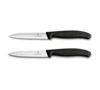 Victorinox Swiss Classic, Set de couteaux à tomates et à légumes, 2 pièces, Lame extra tranchante, Manche plastique, Acier inoxydable, Swiss Made, Noir
