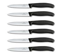 Victorinox Swiss Classic Lot de couteaux à légumes pour pros, 6 pièces, Couteaux polyvalents, Pointus, Lames tranchantes, 10 cm, Poignées plastique solides, Noir