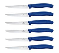 Victorinox, Set de Couteaux à Steak Swiss Classic, 6 Pièces, Lame très Tranchante, Tranchant Denté, 11 cm, Manche Synthétique Robuste, Acier Inoxydable, Bleu