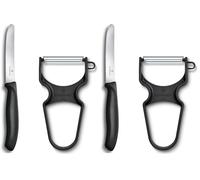 Victorinox Swiss Classic Set 2 Couteaux d'Office avec Éplucheur, Couteau de Cuisine pour Fruit et Légumes, Acier Inoxydable, Compatible Lave-Vaisselle, Noir (Lot de 2)