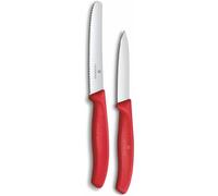 Victorinox Swiss Classic Set de 2 Couteaux à Légumes, 8 et 11 cm, Rouge