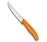 Victorinox Swiss Classic Gourmet Lot de 2 Couteaux à Steak, Tranchant Denté, Lavable au Lave-Vaisselle, Orange