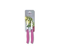 Victorinox Swiss Classic Set de 2 Couteaux d’Office, avec Tranchant Denté, Lavable au Lave-Vaisselle, Acier Inoxydable, Rose