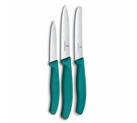 Victorinox Swiss Classic Set de couteaux de cuisine, 3 pièces, Couteau à légumes, à tomates et à petit déjeuner, Manche plastique robuste, Acier inoxydable, Vert