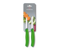 Victorinox Swiss Classic, Set de couteaux à éplucher et à légumes, 2 pièces, Lame extra-tranchante, Aiguisage droit pour des coupes précises, 8 cm, Acier inoxydable, Jaune