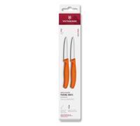 Victorinox Swiss Classic, Set de couteaux à éplucher et à légumes, 2 pièces, Lame extra-tranchante, Aiguisage droit pour des coupes précises, 8 cm, Acier inoxydable, Orange