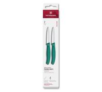 Victorinox Swiss Classic, Set de couteaux à éplucher et à légumes, 2 pièces, Lame extra-tranchante, Aiguisage droit pour des coupes précises, 8 cm, Acier inoxydable, Vert