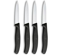 Victorinox Swiss Classic, Set de couteaux à éplucher et à légumes, 2 pièces, Lame extra-tranchante, Aiguisage droit pour des coupes précises, 8 cm, Acier inoxydable, Noir (Lot de 2)