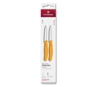 Victorinox Swiss Classic, Set de couteaux à éplucher et à légumes, 2 pièces, Lame extra-tranchante, Aiguisage droit pour des coupes précises, 8 cm, Acier inoxydable, Jaune