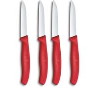 Victorinox Swiss Classic Set de couteaux à éplucher pour fruits et légumes, 2 pièces, Coupe droite, Extra tranchant, Rouge (Lot de 2)
