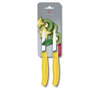 Victorinox Swiss Classic set de couteaux à fruits et légumes, 2 pièces, lame dentelée ultra-trachante, 8 cm, manche en plastique robuste, acier inoxydable, jaune