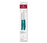 Victorinox Swiss Classic Set de couteaux à légumes, 2 pièces, Lame droite et lame crantée, Acier inoxydable, Swiss Made, Vert