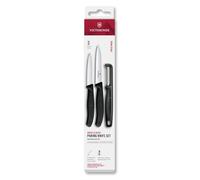 Victorinox Swiss Classic Set de couteaux à légumes avec éplucheur, couteau à éplucher et couteau à tomates, 3 pièces, Lame extra tranchante, Noir