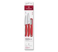 Victorinox Swiss Classic Set de couteaux à légumes avec éplucheur, couteau à éplucher et couteau à tomates, 3 pièces, Lame extra tranchante, Rouge