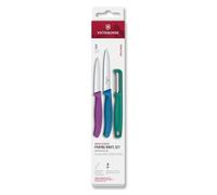 Victorinox Swiss Classic Set de couteaux à légumes avec éplucheur, couteau à éplucher et couteau à tomates, 3 pièces, Lame extra tranchante, Coloré