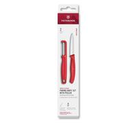 Victorinox Swiss Classic Set de couteaux à légumes avec éplucheur, pour légumes et fruits, 2 pièces, Lame extra tranchante, Rouge