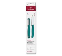 Victorinox Swiss Classic Set de couteaux à légumes avec éplucheur, pour légumes et fruits, 2 pièces, Lame extra tranchante, Vert