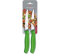 Victorinox Swiss Classic Gourmet Lot de 2 Couteaux à Steak, Tranchant Denté Acéré, Vert