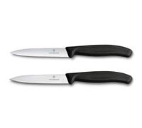 Victorinox Swiss Classic, Set de couteaux à tomates et à légumes, 2 pièces, Lame extra tranchante, Manche plastique, Acier inoxydable, Swiss Made, Noir