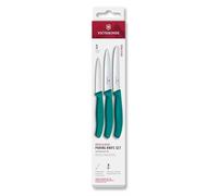 Victorinox Swiss Classic Set de couteaux de cuisine, 3 pièces, Couteau à légumes, à tomates et à petit déjeuner, Manche plastique robuste, Acier inoxydable, Vert
