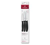 Victorinox Swiss Classic Set de couteaux de cuisine, 3 pièces, Couteau à légumes, à tomates et à petit déjeuner, Manche plastique robuste, Acier inoxydable, Noir