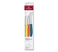 Victorinox Swiss Classic, Set de couteaux de cuisine, 3 pièces, Couteau à légumes, à tomates et à petit déjeuner, Manche plastique robuste, Acier inoxydable, Coloré