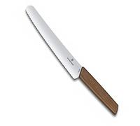 Victorinox Swiss Modern Couteau à Pain et Pâtisserie dans un Coffret Cadeau, Lame de 22 cm, Bois de Noyer
