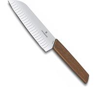 Victorinox Swiss Modern Couteau Santoku dans un Coffret Cadeau, Lame de 17cm, Bois de Noyer
