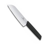 Victorinox Swiss Modern Couteau Santoku, Lame Alvéolée, Acier Inoxydable, Lavable au Lave-Vaisselle, Noir