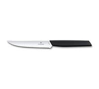 Victorinox Swiss Modern, Set de couteaux à steak professionnels, 2 pièces, lame extra-tranchante, tranchant ondulé, 12 cm, acier inoxydable, noir