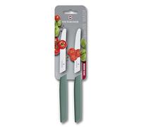 Victorinox Swiss Modern Lot de 2 couteaux à tomates et de table, 2 pièces, 11 cm, bord dentelé extra tranchant, passe au lave-vaisselle, sauge