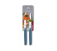 Victorinox Swiss Modern Set de 2 Couteaux à Steak, Lame Crantée 12 cm, Bleu