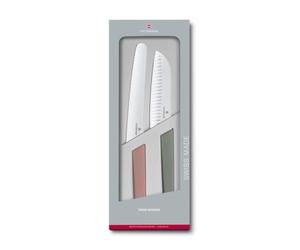 Victorinox Swiss Modern, Set de couteaux à légumes professionnels, 2 pièces, Extra tranchant, Manche plastique robuste, multicolore